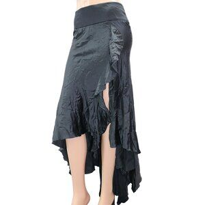 Marciano Black Silk high-low ruffle asymmetrical skirt S